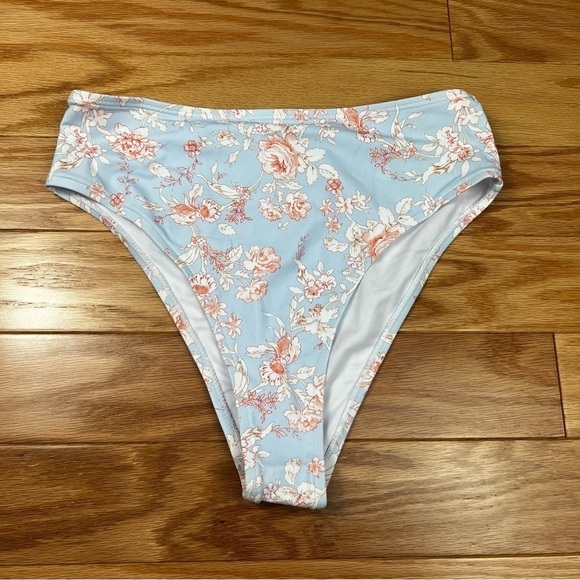 We Wore What Emily high waist high leg cut Wallpaper floral bikini bottom size S - Picture 1 of 5